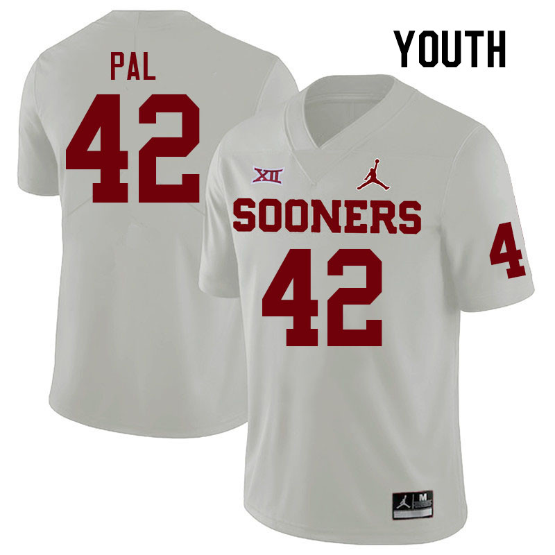 Youth #42 Jozsef Pal Oklahoma Sooners College Football Jerseys Stitched-White